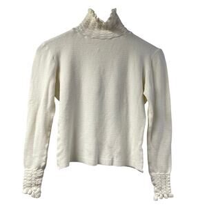 Cache Turtleneck Sweater White Medium Soft Stretchy Fitted Vintage